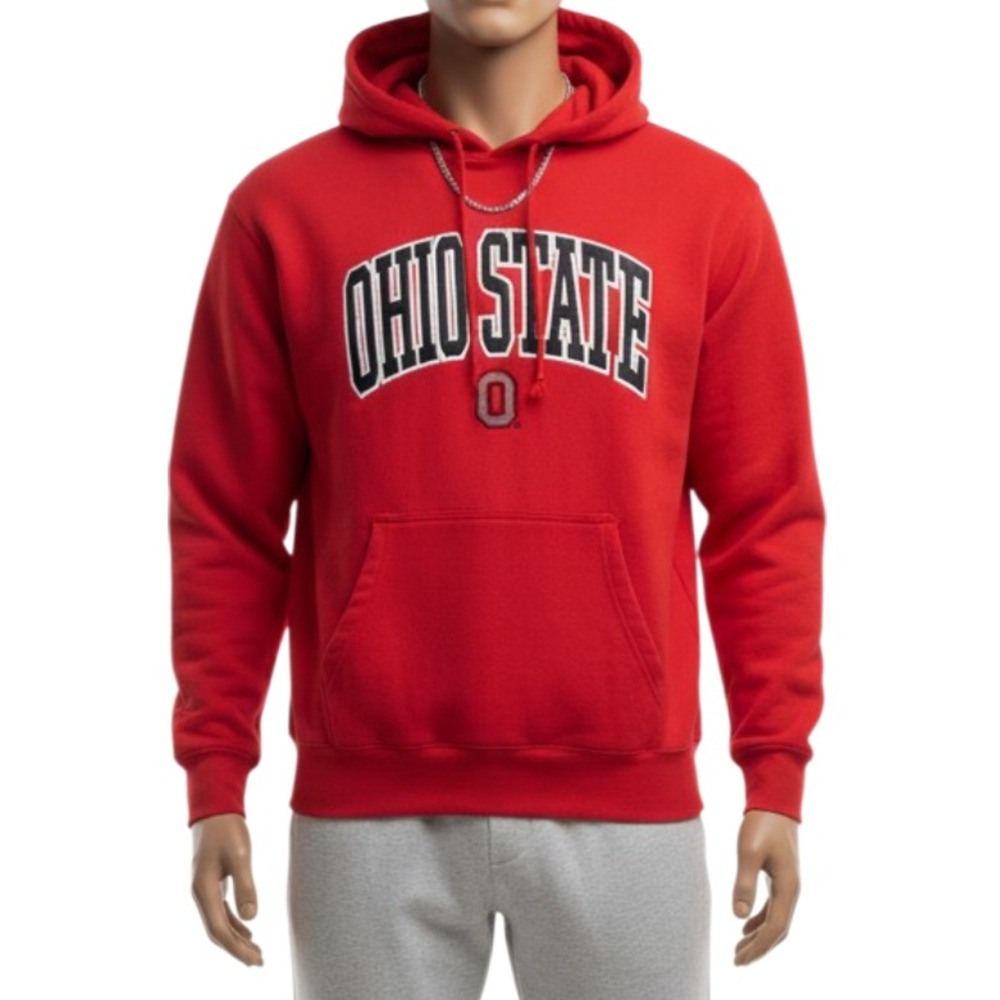 Ohio State Buckeyes Hoodie XL J America Red Distressed Hooded Sweatshirt AS-IS